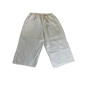 Flax By Jeanne Engelhart Women's White Linen Crop Pants - Large